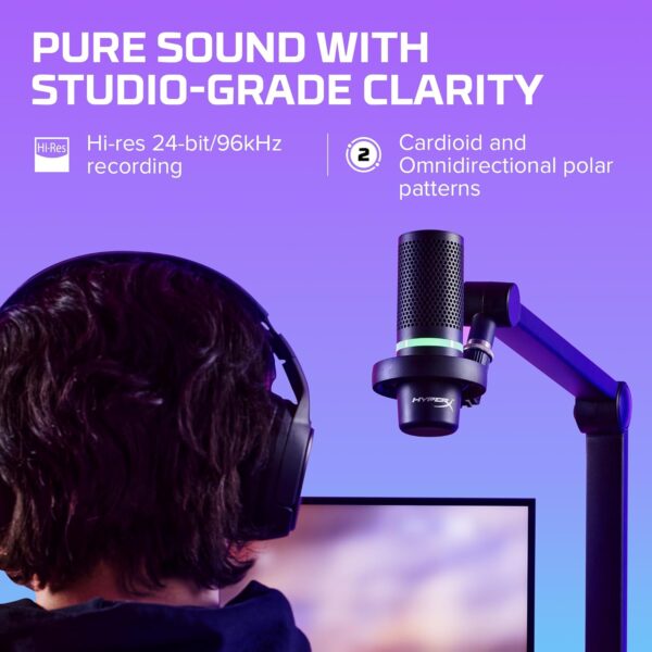 HyperX DuoCast - RGB USB Condenser Microphone for PC, PS5, PS4, Mac, Gaming, Streaming, Podcasts, Twitch, YouTube, Discord (4P5E2AA)
