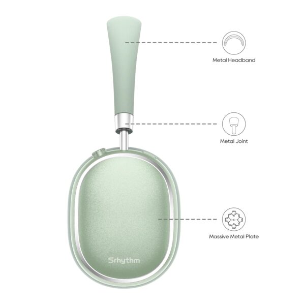 Srhythm NiceComfort 95 Hybrid Noise Cancelling Headphone Wireless, Bluetooth Headset with Transparency Mode,ENC,HD Sound Green