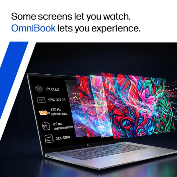 HP Smartchoice OmniBook 5 OLED (Previously Pavilion), Snapdragon X Processor 45 Tops (16GB LPDDR5x, 512GB SSD), 2K 14''/35.6cm, Win11, Office24, Silver, 1.29kg, he0014QU, Multi-Day Battery, AI Laptop Visit the HP Store