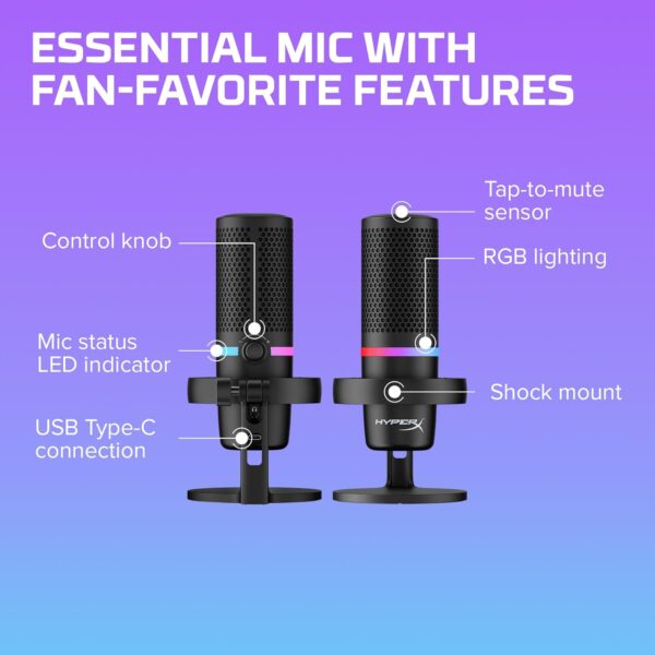 HyperX DuoCast - RGB USB Condenser Microphone for PC, PS5, PS4, Mac, Gaming, Streaming, Podcasts, Twitch, YouTube, Discord (4P5E2AA)