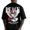 tshirt 2 AUSK Men’s Peace Printed Oversized T-Shirt |Modern Streetwear Tshirt for Mens | Half Sleeve Tshirts for Men